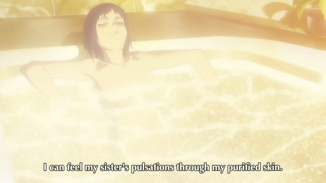 canann 01 woman bath tub feeling her sister's pulsations through her purified skin