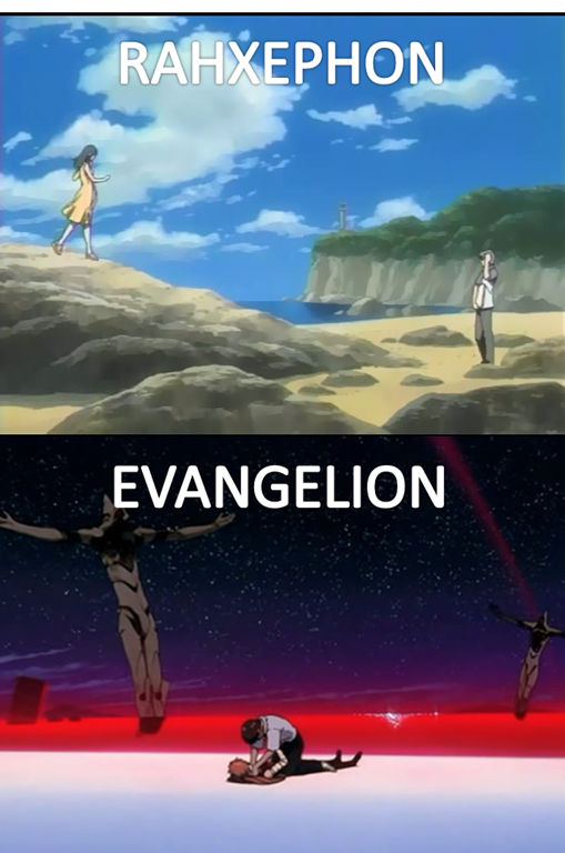 rahxephon vs evangelion beach end
